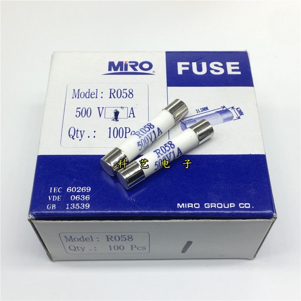 R058 RO58 Tea Melting MRO Ceramic Fuse Tube 500V1A 500V 1A 6*30 6 3*31 5