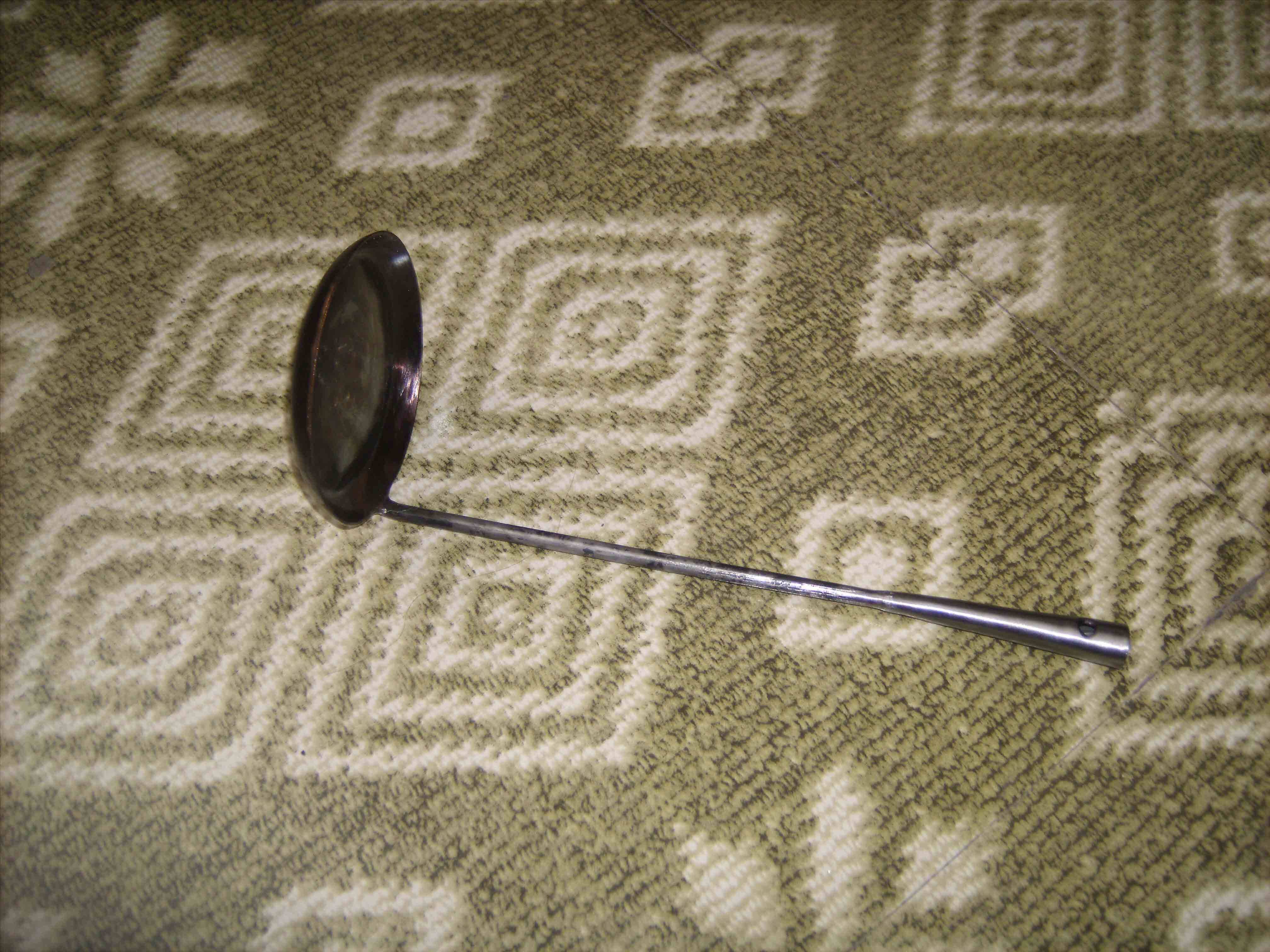 Oil cake spoon raised spoon vertical handle hand forged and forged