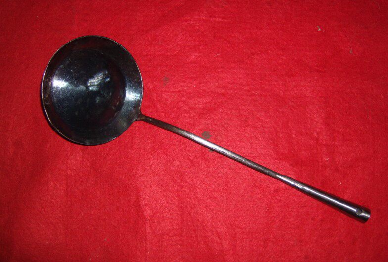 tin pan spoon raised spoon pancake spoon hand forged
