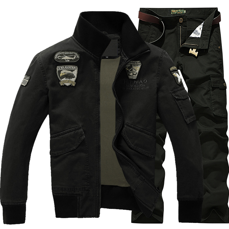 Eagle Embroidered Military Uniform Workwear Tactical Special Forces Jacket Men's Spring and Autumn Large Size Pure Cotton Middle-Aged Outdoor Jacket Suit