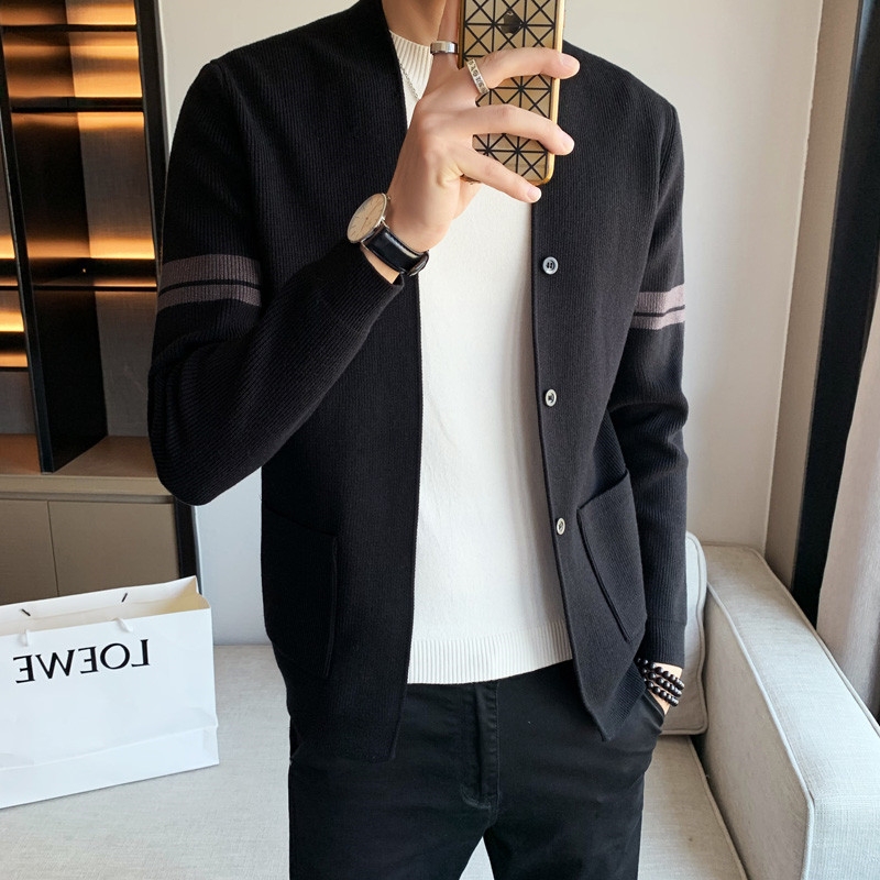 2024 Autumn Men's Trendy Knit Sweater Jacket Top Internet Celebrity Cool Casual Outerwear Cardigan Sweater 2024 Autumn Men's Trendy Knit Sweater Jacket Top Internet Celebrity Cool Casual Outerwear Cardigan Sweater