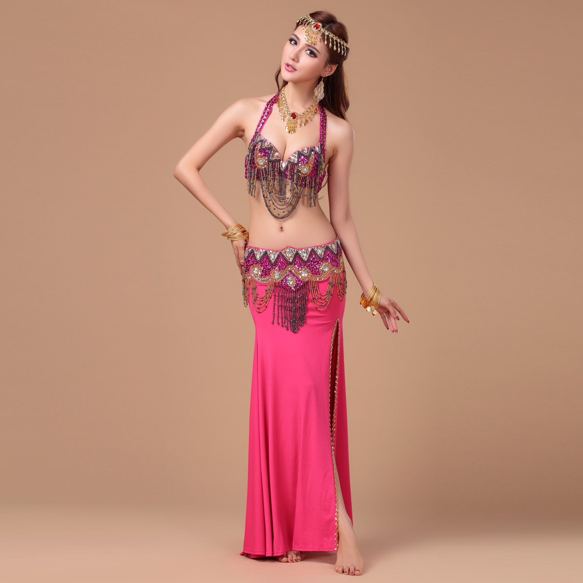 Ni Sha belly dance costume 2017 new practice clothes upscale India dance da...