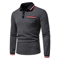 Spring Autumn Big Code Mens Turned Polo Body Shirt Mid Youth Fashion Trends Long Sleeve T-shirt Golf Sweatshirt