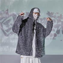 Youth shiny sequin hooded jacket performance Joker youth loose jacket men and women stage dance costume tide