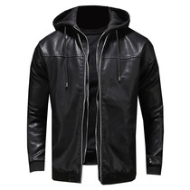 2022 Spring Clothing Fashion and Europe America and Europe Cap Leather Clothing Young Men Trends Plus Cotton Leather Jacket for Warm Imitation Leather Jacket