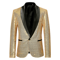 Sequin personality male singer dress performance gold suit jacket host nightclub DJ costume studio suit men