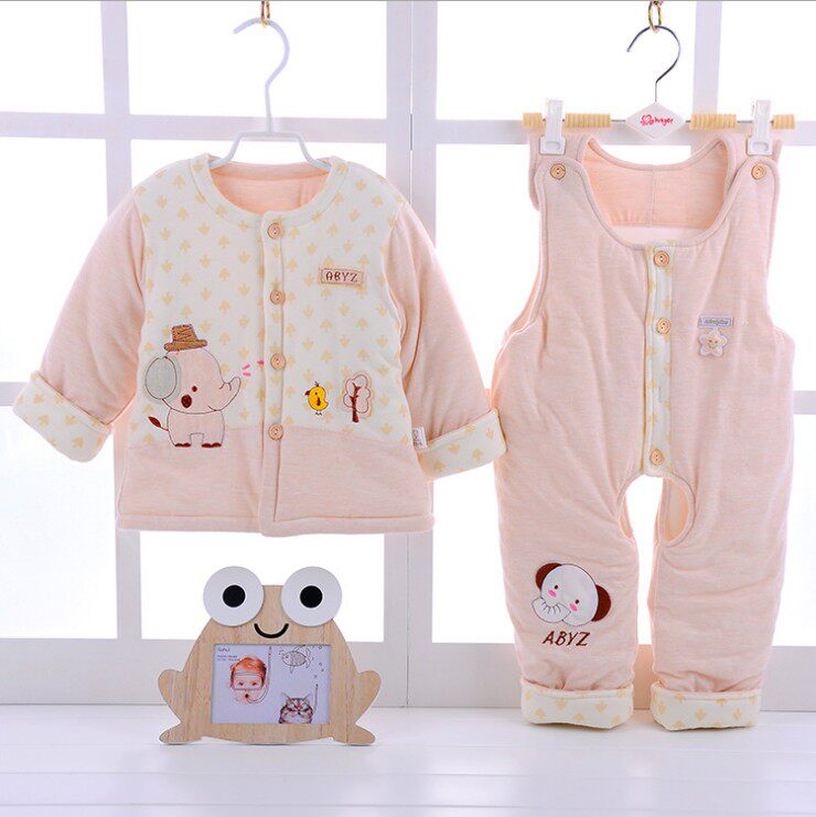 Autumn and winter baby cotton jacket cotton trousers suit pure cotton baby overalls organic color cotton clothes two-piece set