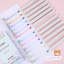 Color eye protector soft head double head highlighter student stationery key circle marking pen light color doodle pen on hand ledger