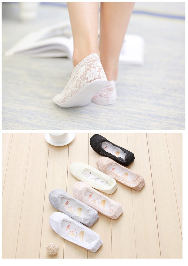 Vớ ren vớ nữ cotton mùa hè mỏng băng lụa nông miệng vô hình vớ silicone chống trượt vớ thấp để giúp vớ vớ nam cổ ngắn