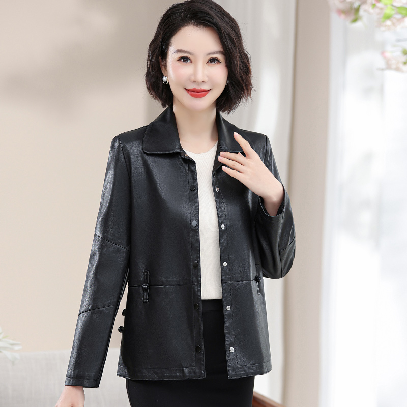 Mother Spring and Autumn Coat 2023 New Leather Coat Women's