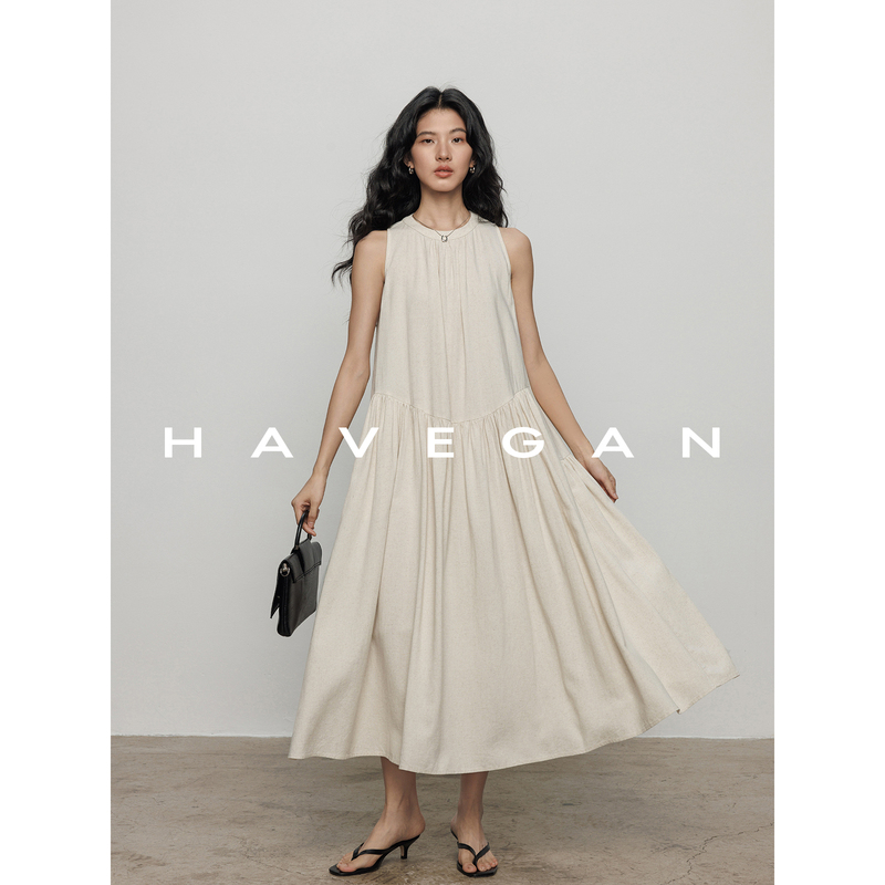 Havegan/Summer Round-Neck Relaxed Linen Vest Dress for Women, Old Money Style Casual Long Dress Havegan/Summer Round-Neck Relaxed Linen Vest Dress for Women, Old Money Style Casual Long Dress