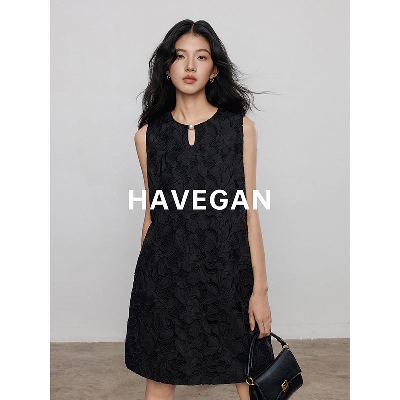 Havegan/Summer French-Style Hollow-Out Design Vest Dress for Women, High-End Sleeveless Black Short Dress Havegan/Summer French-Style Hollow-Out Design Vest Dress for Women, High-End Sleeveless Black Short Dress