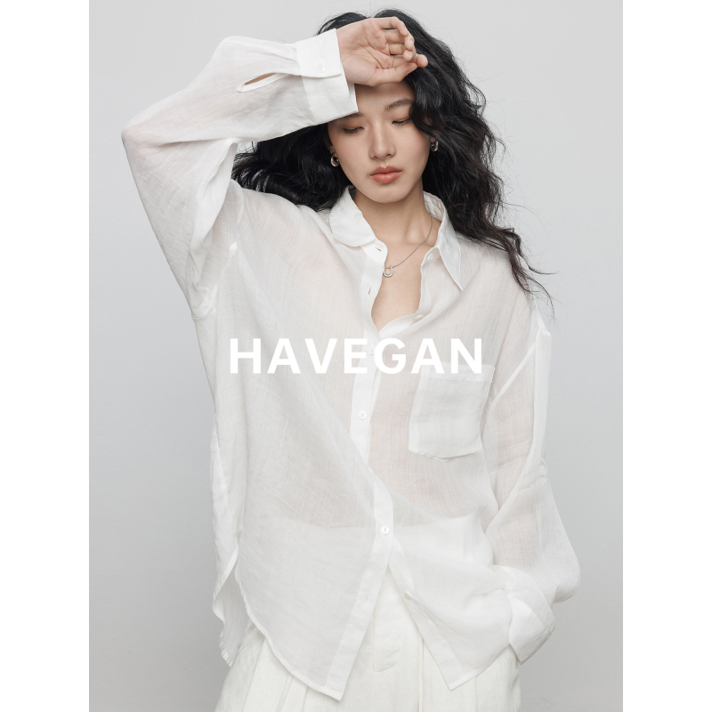 Havegan/Summer 100% Ramie White Long-Sleeve Shirt for Women, Old Money Style Sunscreen Jacket, Casual Top Havegan/Summer 100% Ramie White Long-Sleeve Shirt for Women, Old Money Style Sunscreen Jacket, Casual Top
