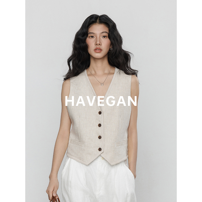 Havegan/Design-Inspired Linen Vest for Women, Summer 2026 New Style, Suitable for Commuting and Casual Wear