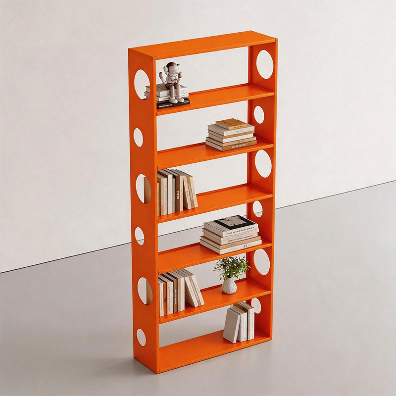 Design-Inspired Orange Round-Hole Bookshelf, Multi-Layer Storage Rack for Home Use, Creative Shape Storage Rack Design-Inspired Orange Round-Hole Bookshelf, Multi-Layer Storage Rack for Home Use, Creative Shape Storage Rack