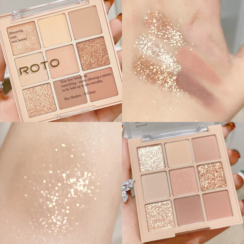 2021 new high face value bursting net red eye shadow disc milk tea earth pink color series pearls sequins superfire