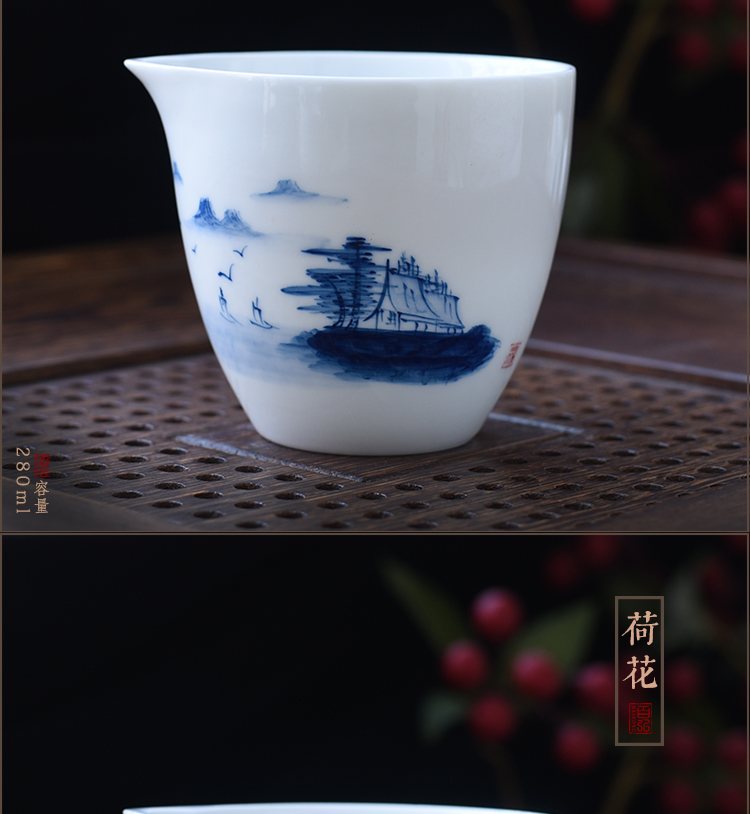 Hundred hong hand - made ceramic tea set fair keller blue and white porcelain lotus tea accessories dehua white porcelain device and a cup of tea