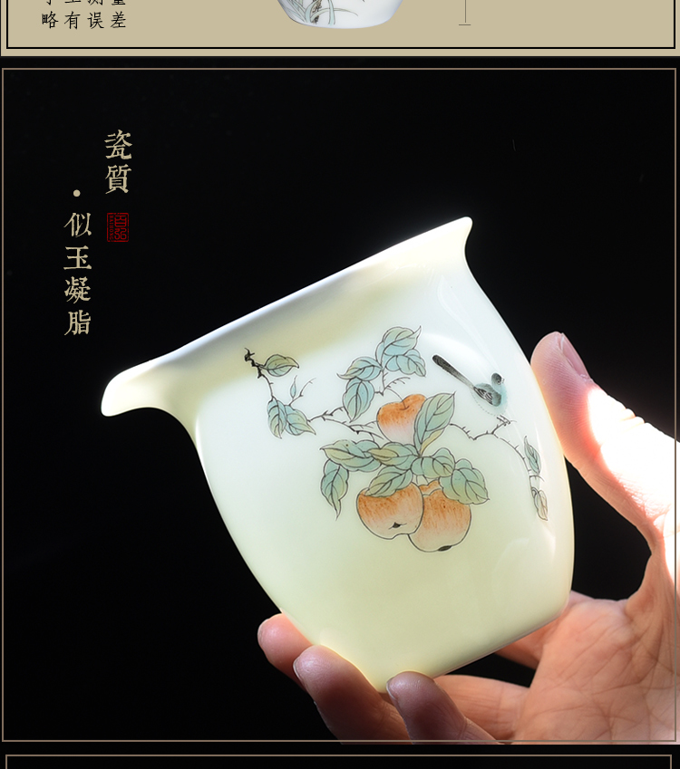 Jingdezhen ceramic fair keller hand - made painting of flowers and birds kung fu tea set orchid apple, cherry and a cup of tea is tea sea