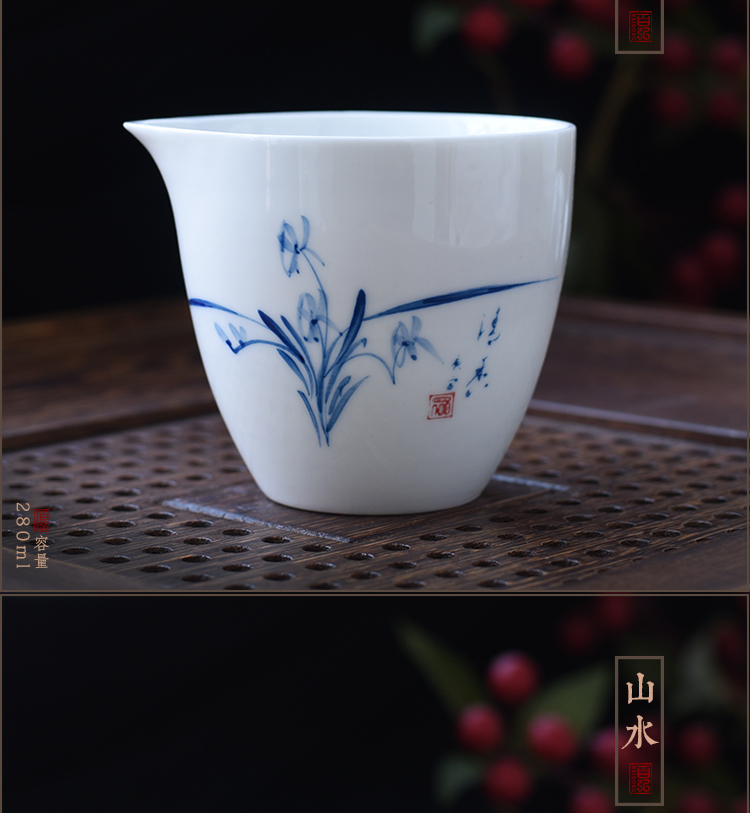 Hundred hong hand - made ceramic tea set fair keller blue and white porcelain lotus tea accessories dehua white porcelain device and a cup of tea