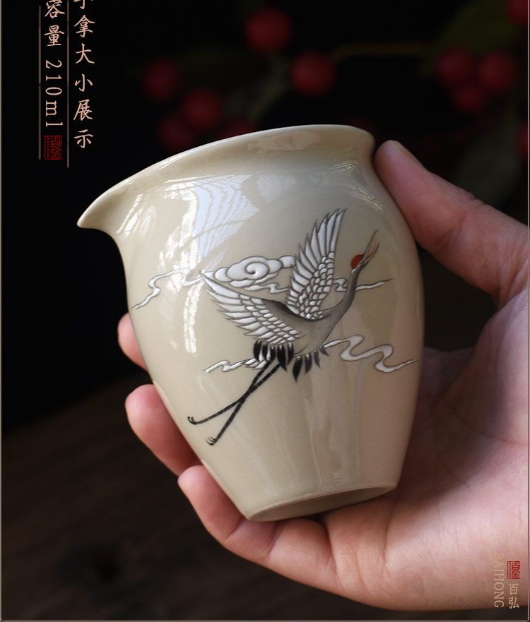 Hundred hong hand - made plant ash ceramic fair keller tea tea set, tea camellia Chinese jingdezhen points the crane