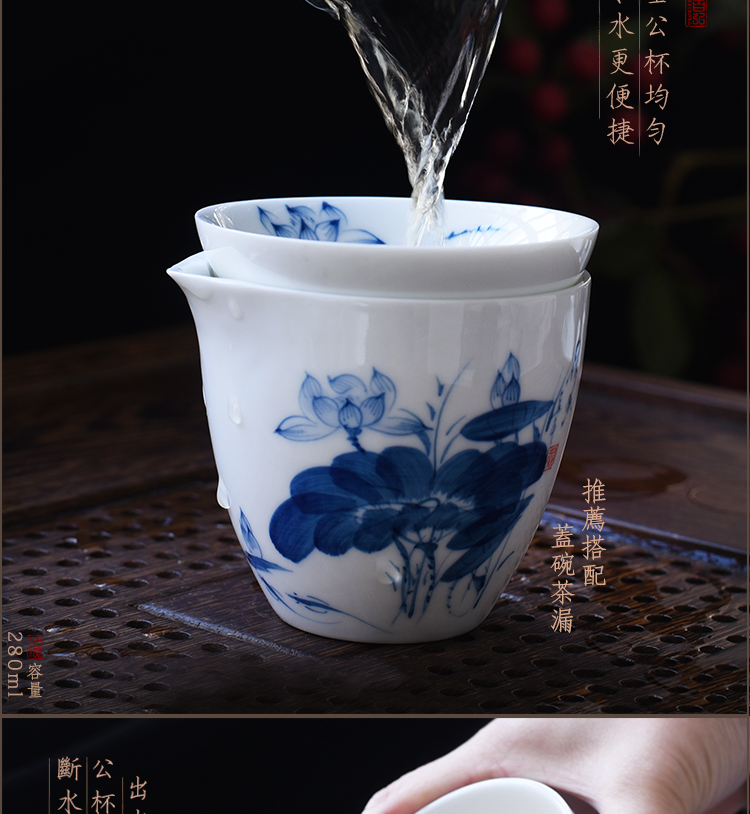 Hundred hong hand - made ceramic tea set fair keller blue and white porcelain lotus tea accessories dehua white porcelain device and a cup of tea