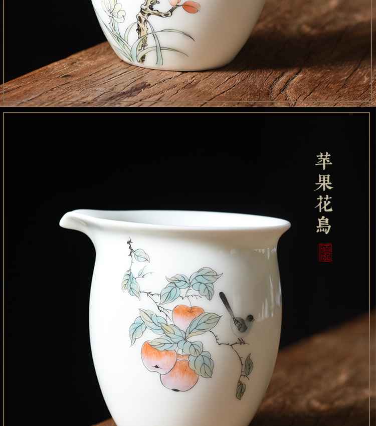 Jingdezhen ceramic fair keller hand - made painting of flowers and birds kung fu tea set orchid apple, cherry and a cup of tea is tea sea