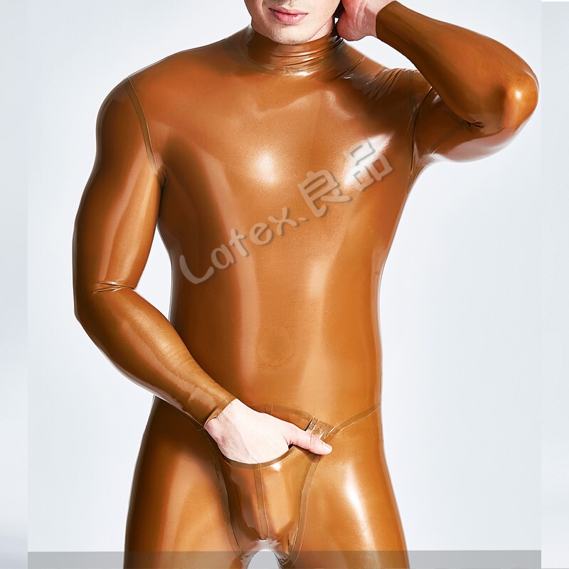 Men's Latex Bodysuit, All-Inclusive Latex Clothing, Zipperless, Crotch-Picking, Stereo Cutting, Stereo Crotch