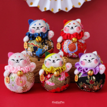 Wool felt embroidery lucky cat sachet blessing bag music box handmade material bag blessing Imperial Guard amulet car hanging