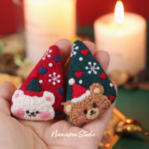 Wool felt poke Santa Claus deer hairclip brooch hair accessories handmade DIY material package New Year gift items