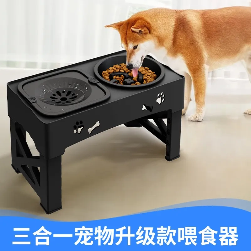 Adjustable Pet Table to Protect Cervical Spine, Dog and Cat Feeding Water Bowl, Slow Feeder Bowl for Medium and Large Dogs, Height Adjustable