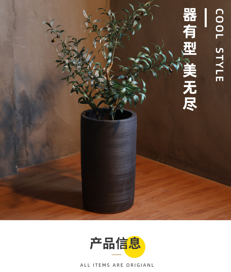 Ceramic floor big vase dated Chinese pottery sitting room place the dried flower arrangement coarse pottery flowerpot ornaments