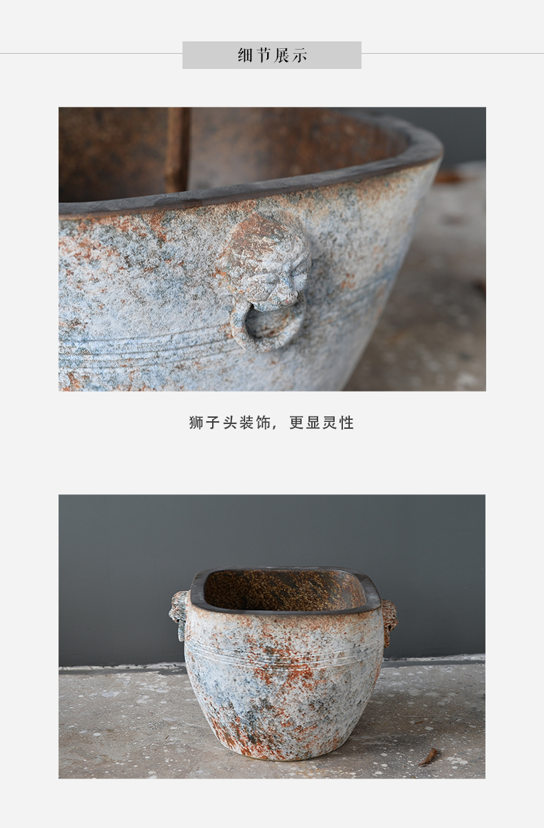 Heavy jingdezhen ceramic aquarium fish basin to the tortoise lotus lotus flower pot cylinder courtyard landscape water tanks furnishing articles