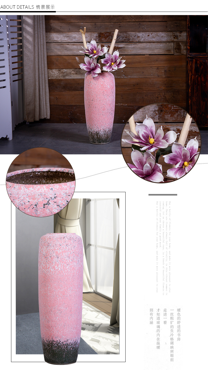 Large ceramic vase coarse pottery do old Japanese Nordic furnishing articles dried flower arranging flowers sitting room be born creative retro decoration