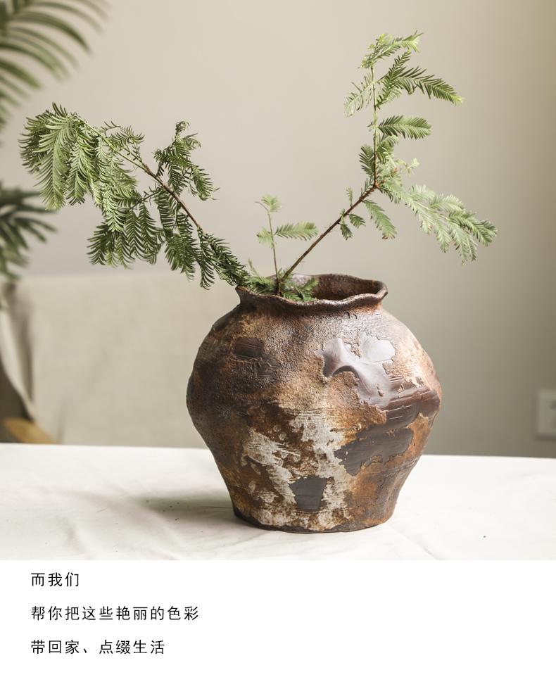 Mesa of coarse some ceramic porcelain vase flower arranging nostalgic wabi-sabi manual home stay hotel furnishing articles zen wind restoring ancient ways poor wind