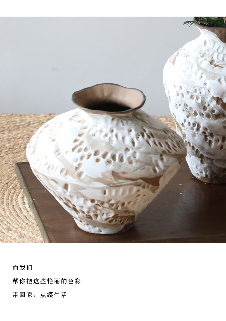 Mesa of coarse some ceramic porcelain vase flower arranging nostalgic wabi-sabi manual home stay hotel furnishing articles zen wind restoring ancient ways poor wind