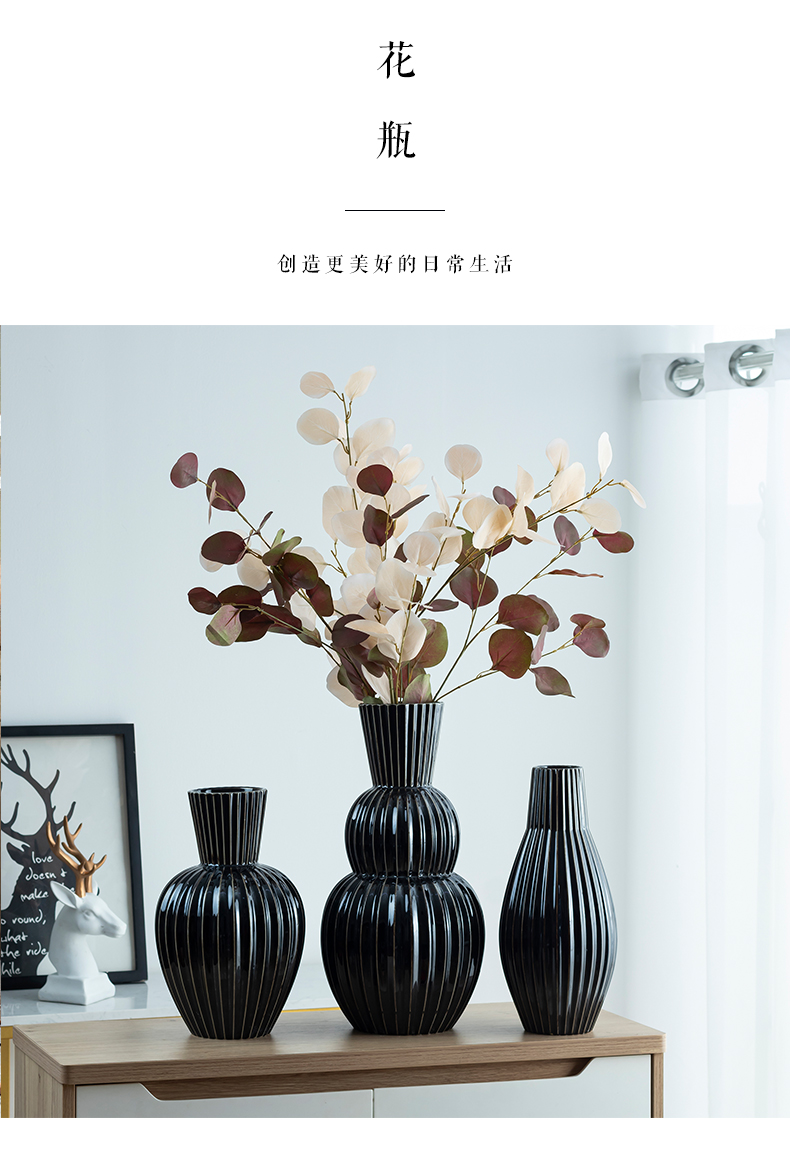 Mesa of ceramic vase European classical flower arranging furnishing articles contracted sitting room creative black geometry, the dried flower decoration