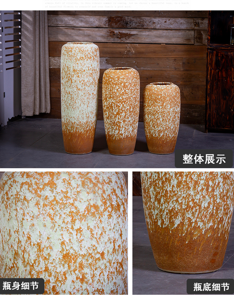 Jingdezhen coarse pottery vases, ceramic for restoring ancient ways is the old Japanese European - style flower arranging dried flowers sitting room be born creative furnishing articles