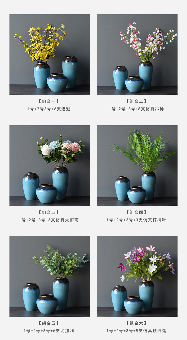 The New Chinese jingdezhen ceramic vase mesa blue glaze up sitting room place the dried flower decoration suit to decorate