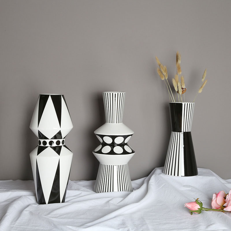 Nordic ceramic vase mesa place dry flower arranging flowers sitting room decoration in hotel American I and contracted creative, black and white