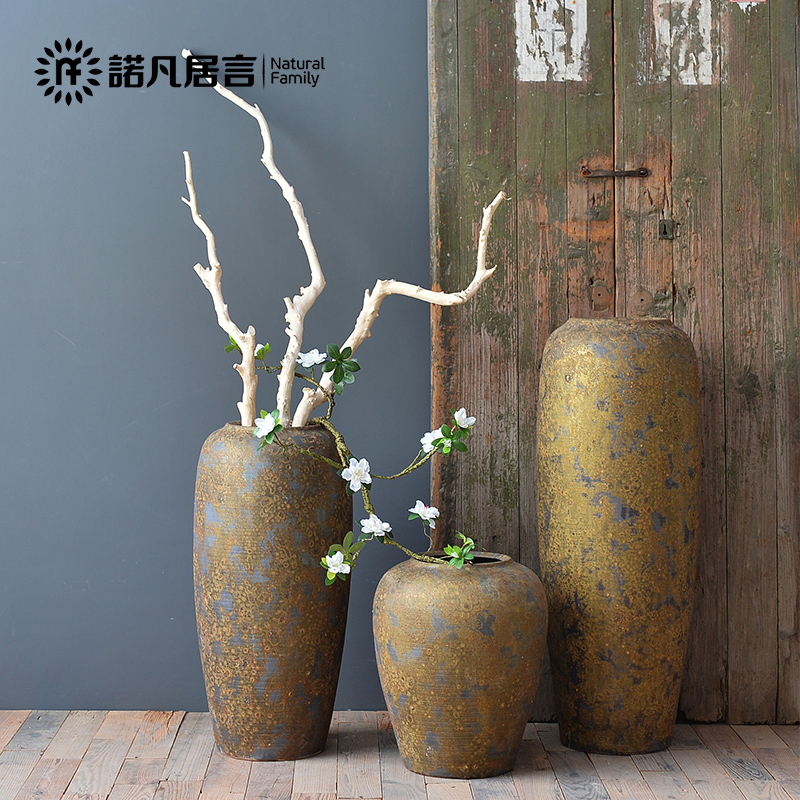 Ceramic vase landing creative placer gold retro nostalgia dried flower arranging flowers furnishing articles home decoration large European sitting room