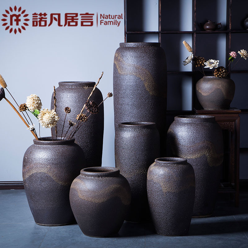 Ceramic Vase, Vintage European Style, Dried Flower Arrangement, ins Piece, Decoration for Hotel, Clubhouse, Villa, Living Room, Floor-Standing, Nordic Coarse Pottery Ceramic Vase, Vintage European Style, Dried Flower Arrangement, ins Piece, Decoration for Hotel, Clubhouse, Villa, Living Room, Floor-Standing, Nordic Coarse Pottery