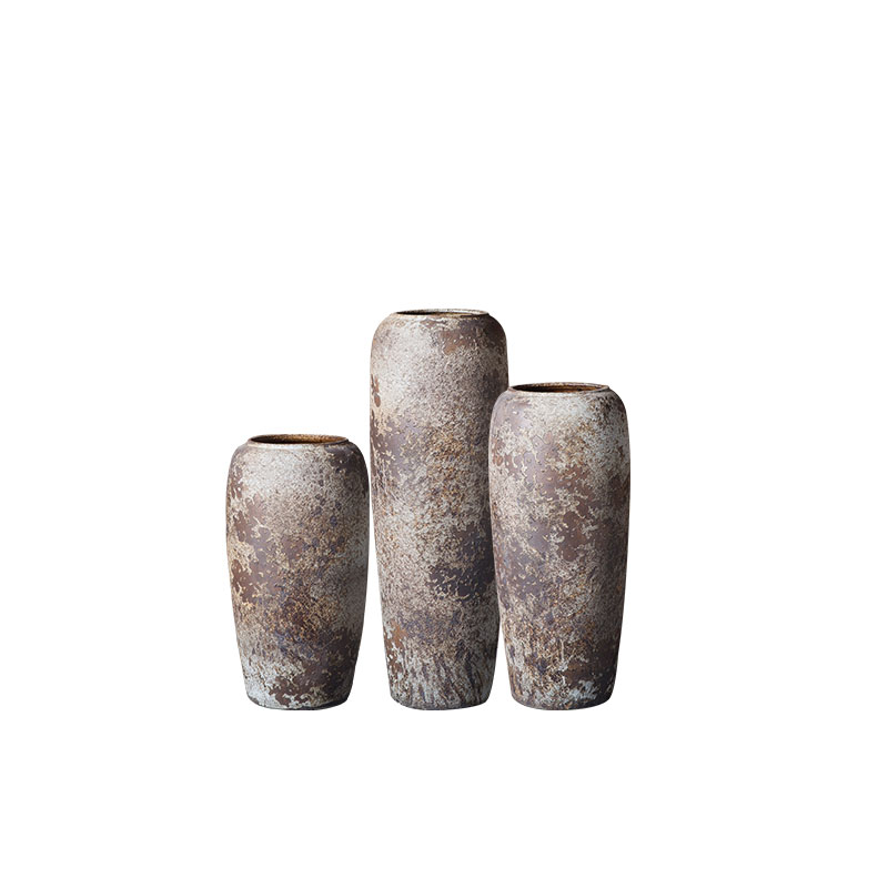 Jingdezhen modern minimalist checking coarse pottery jars do old antique vases, flower arranging dried flowers be born big flowerpot