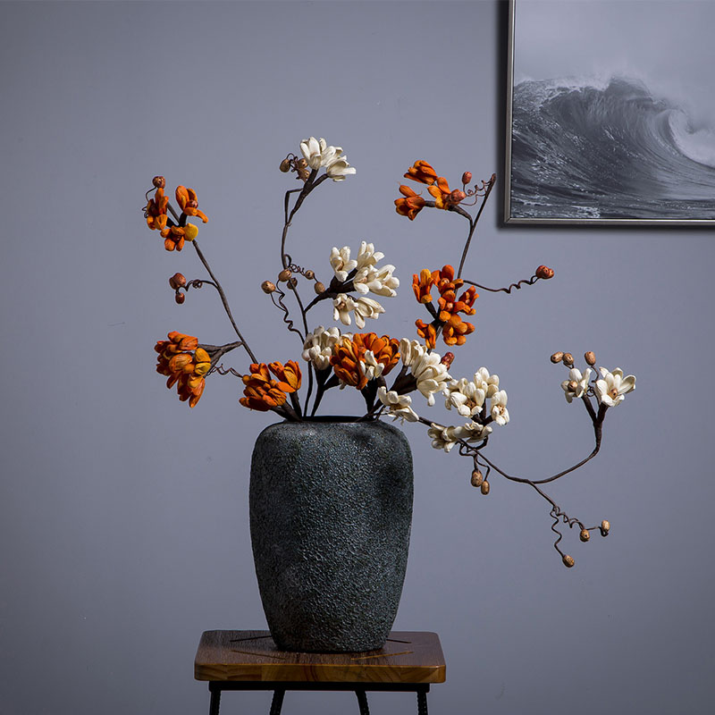 Mesa of ceramic vase furnishing articles retro coarse pottery Nordic dried flowers, flower arranging flowers, sitting room, bedroom decoration do old ideas