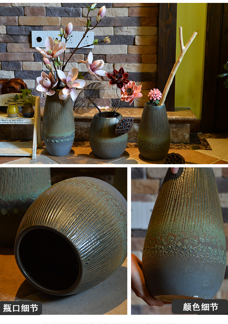 Ceramic vase sitting room hotel home furnishing articles coarse pottery contracted style restoring ancient ways of creative zen decoration in dried flowers