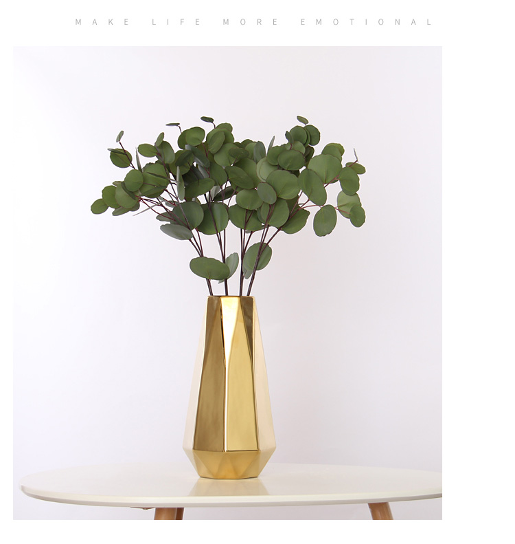 Creative Nordic household table wine sitting room adornment is placed gold modern ceramic dry flower vase