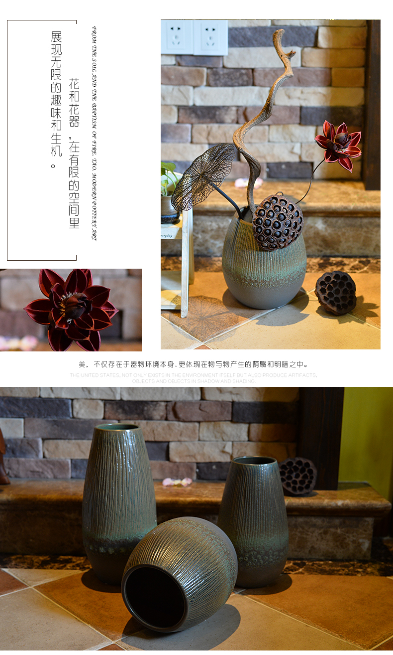 Ceramic vase sitting room hotel home furnishing articles coarse pottery contracted style restoring ancient ways of creative zen decoration in dried flowers