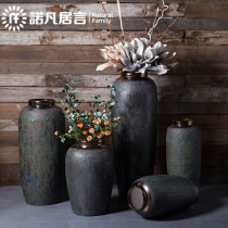 Dried Flower Vase ornaments living room flower arrangement Jingdezhen ceramic retro industrial wind pottery pot large floor flower European style