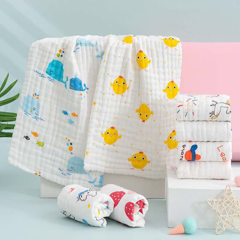 3 Thin Gauze Bubble Towels with Cartoon Prints for Children, Baby Pads, Back Towels, Adult Face Towels