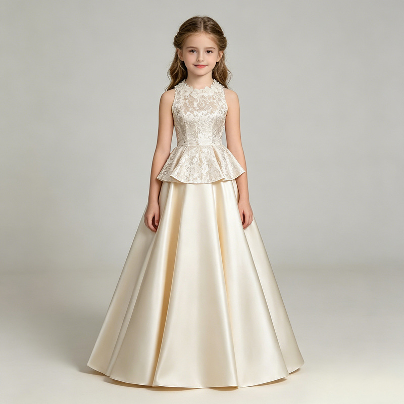 High-End Light Luxury Niche Girls' Birthday Dinner Princess Dress Children's Host Model Runway Piano Performance Dress