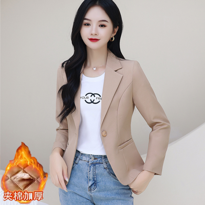 Khaki Blazer for Women, High-End Style, 2025 New Autumn and Winter Korean Version, Casual Fashion, Elegant Suit Jacket